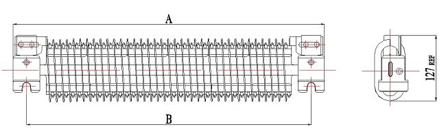椭圆形板式高电流大功率电阻器 (DOE) 尺寸图